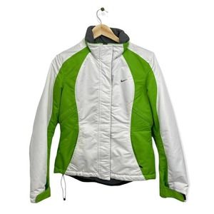 Nike Puffer White Green Soft Shell Jacket Size S (4-6)